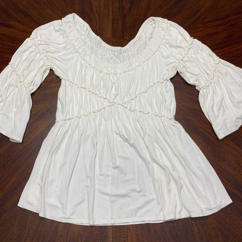 Creamy White Renaissance Soft Stretch Blouse